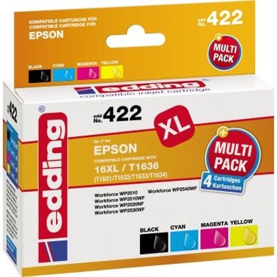 Produktbild von edding - EDD-422 ersetzt Epson T16XL Multipack 4 - BK/C/M/Y - 1x 14,2 ml + 3x 1