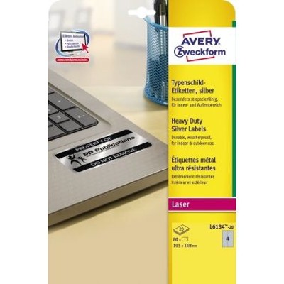 L6134-20 Etikett 105 x 148mm silber 80er-Pack