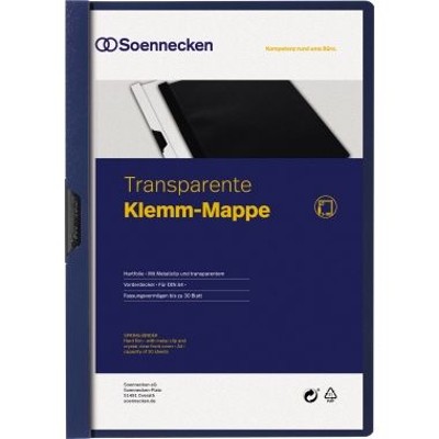 Produktbild von Soennecken - Klemmmappe 3317 DIN A4 bis 30 Blatt PVC blau