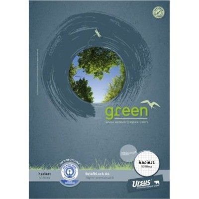 Produktbild von Ursus® - Briefblock Green 608585020 DIN A4 70g kariert weiß 50 Blatt