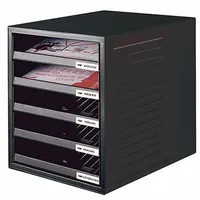Produktbild von HAN - Schubladenbox 1401-13 DIN A4 5Schubfächer PS schwarz/schwarz