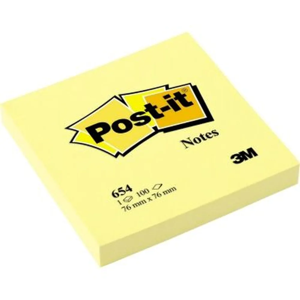 Post-it Haftnotiz Notes 654 76x76mm 100 Blatt gelb Produktbild img1 L