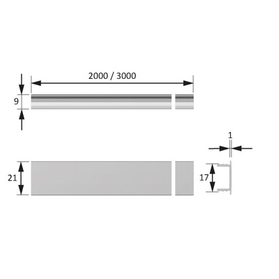 Produktbild von HALEMEIER - Möbel-Einbauprofil,L 3000mm, ChannelLine F, opal, VE10