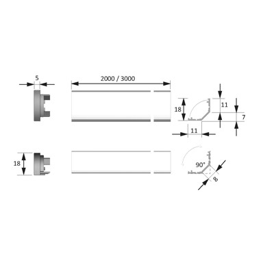 Produktbild von HALEMEIER - Möbelecken-Einbauprofil,L 3000mm, ChannelLine H, silberfarbig, Abd.