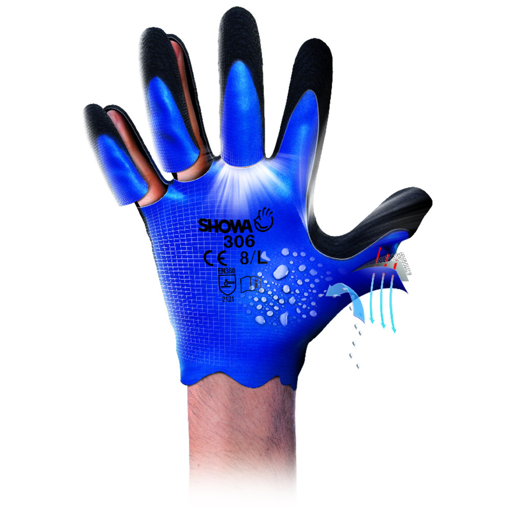 SHOWA® Handschuh 306, blau/schwarz, Größe 8 (L) Produktbild img4 L