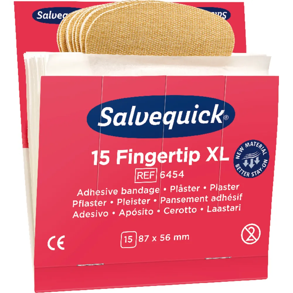 CEDERROTH Salvequick Nachfüllpack 6x 15 Pflaster Fingerspitzen extra groß, 87 x 56mm Produktbild img1 L