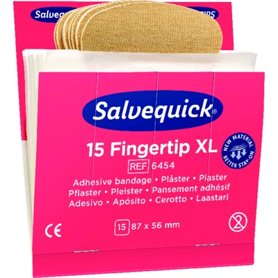 Produktbild von CEDERROTH - Salvequick Nachfüllpack 6x 15 Pflaster Fingerspitzen extra groß, 87