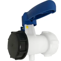 MCC Millennium IBC Kugelhahn weiß, PP, 2" S60x6 IG und S60x6 AG, Griff blau, Deckel schwarz Produktbild