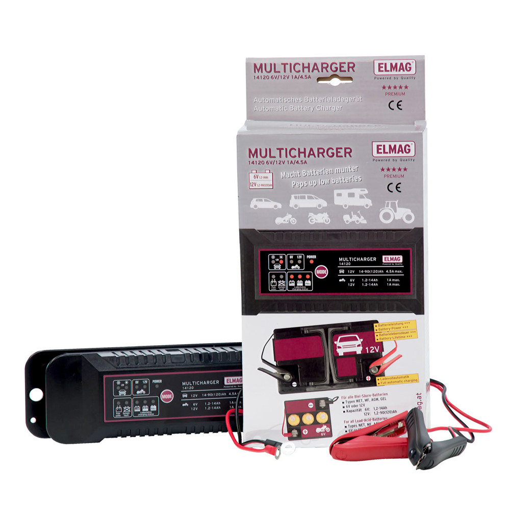 ELMAG Automatisches-Batterieladegerät MULTICHARGER 14120, 6/12 V max. 1,0/4,5 A Produktbild img1 L