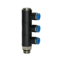 Produktbild von RIEGLER - L-Mehrfachverteiler »Blaue Serie«, 3-fach, drehbar, G 1/4 a. Ø8mm (17