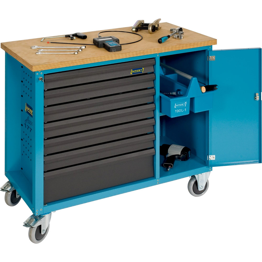 HAZET Werkbank ∙ fahrbar Assistent 177W ∙ einzeln 177W-6 ∙ L x B x H: 1040 mm x 520 mm x 934 mm ∙ Schubladen, flach: 4 x 79 x 527 x 348 mm ∙ Schubladen, hoch: 2 x 164 x 527 x 348 mm Produktbild img2 L