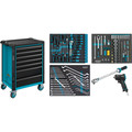 HAZET Werkstattwagen Assistent 179N ∙ Sortiment 179N-7/137 ∙ 137-teilig ∙ Schubladen, flach: 5× 81 x 522 x 398 mm ∙ Schubladen, hoch: 2× 166 x 522 x 398 mm Produktbild img1 S