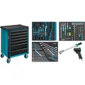 HAZET Werkstattwagen Assistent 179N ∙ Sortiment 179N-7/137 ∙ 137-teilig ∙ Schubladen, flach: 5× 81 x 522 x 398 mm ∙ Schubladen, hoch: 2× 166 x 522 x 398 mm Produktbild