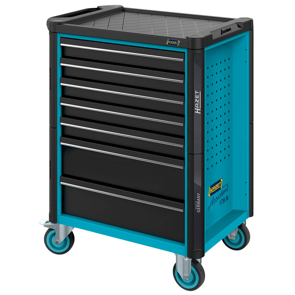 HAZET Werkstattwagen Assistent 179N ∙ Sortiment 179N-7/137 ∙ 137-teilig ∙ Schubladen, flach: 5× 81 x 522 x 398 mm ∙ Schubladen, hoch: 2× 166 x 522 x 398 mm Produktbild img4 L