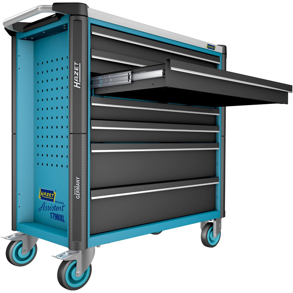 HAZET Werkstattwagen Assistent 179NXL ∙ Sortiment 179NXL-7/265 ∙ 265-teilig ∙ Schubladen, flach: 5× 81 x 696 x 398 mm ∙ Schubladen, hoch: 2× 166 x 696 x 398 mm Produktbild img8 L