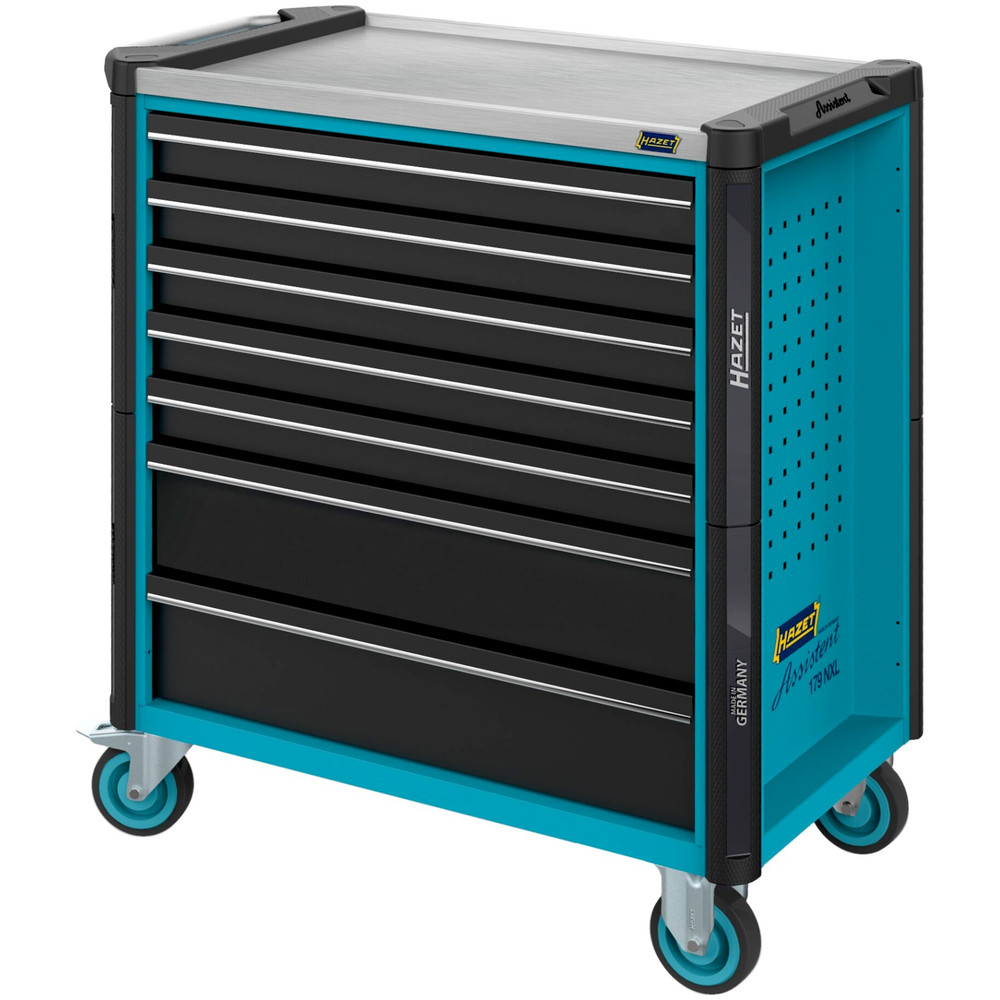 HAZET Werkstattwagen Assistent 179NXL ∙ Sortiment 179NXL-7/265 ∙ 265-teilig ∙ Schubladen, flach: 5× 81 x 696 x 398 mm ∙ Schubladen, hoch: 2× 166 x 696 x 398 mm Produktbild img11 L