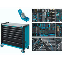 HAZET Werkstattwagen Assistent 179NXXL ∙ Sortiment 179NXXL-7/340 ∙ 340-teilig ∙ Schubladen, flach: 5× 81 x 870 x 398 mm ∙ Schubladen, hoch: 2× 166 x 870 x 398 mm Produktbild