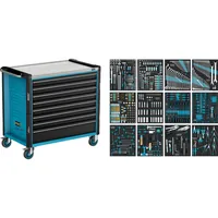 HAZET Werkstattwagen Assistent 179NXXLD ∙ Sortiment 179NXXL-8D/619 ∙ 619-teilig ∙ Schubladen, flach: 7× 81 x 870 x 522 mm ∙ Schubladen, hoch: 1× 166 x 870 x 522 mm Produktbild