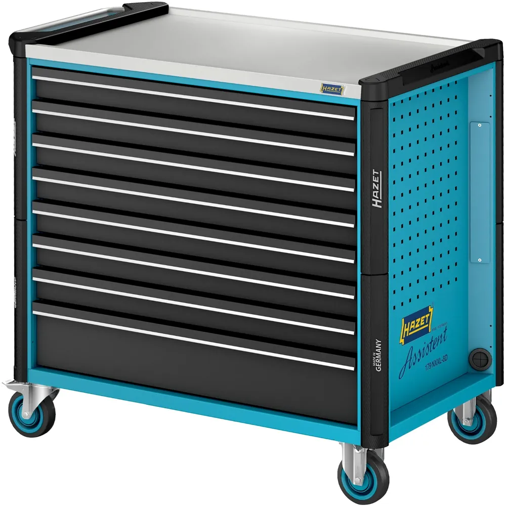 HAZET Werkstattwagen Assistent 179NXXLD ∙ Sortiment 179NXXL-8D/619 ∙ 619-teilig ∙ Schubladen, flach: 7× 81 x 870 x 522 mm ∙ Schubladen, hoch: 1× 166 x 870 x 522 mm Produktbild img6 L