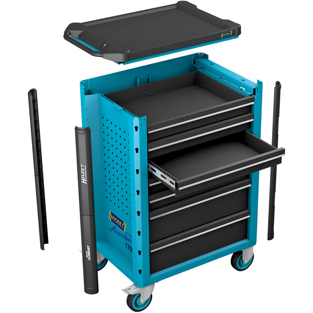 HAZET Werkstattwagen Assistent 179N ∙ Sortiment 179N-7/137 ∙ 137-teilig ∙ Schubladen, flach: 5× 81 x 522 x 398 mm ∙ Schubladen, hoch: 2× 166 x 522 x 398 mm Produktbild img5 L