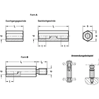 Produktbild von Ganter Norm® - Abstandshalter, Stahl (6220-ST-M5-60-A)