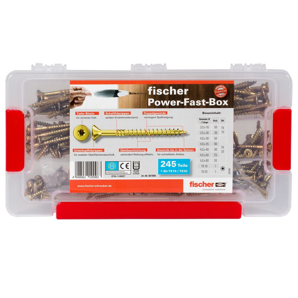 fischer Spanplattenschraube Power-Fast-Sortiment, Senkkopf, gelb-vz, TX 245 tlg. Produktbild img3 L