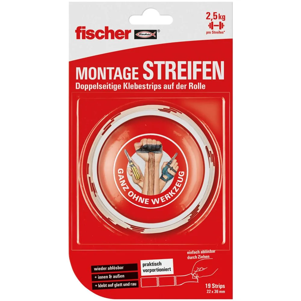 fischer Montage Streifen,doppelseitigige Klebestripes Produktbild img4 L
