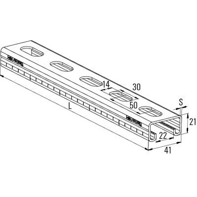 Produktbild von fischer - Montageschiene verzinkt FUS 21/2,5 - 6000