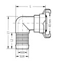 Produktbild von GEKA® plus - Winkelschlauchstück 2000 drehbar, MS, 90°, 3/4", 19mm