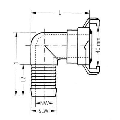 Produktbild von GEKA® plus - Winkelschlauchstück 2000 drehbar, MS, 90°, 3/4", 19mm