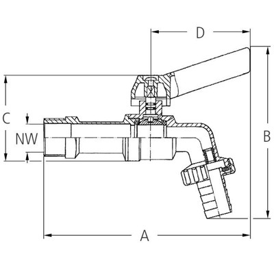 Produktbild von GEKA® - Messing Kugelauslaufhahn, Messing vernickelt, Griff blau, 1/2"