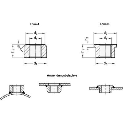 Produktbild von Ganter Norm® - Schweißmuffen, Edelstahl, mit und ohne Bund (7490-NI-G1/4-B)