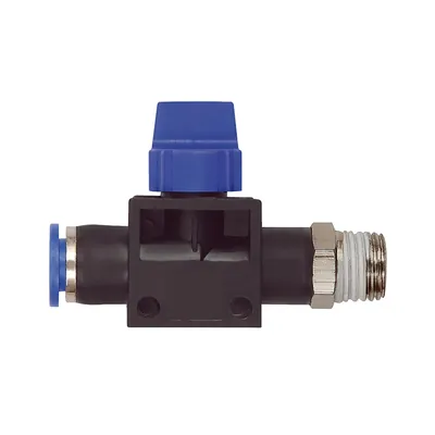Produktbild von RIEGLER - 3/2-Wegeventil »Blaue Serie«, Steckanschluss, R 3/8 außen Ø 8mm (232.