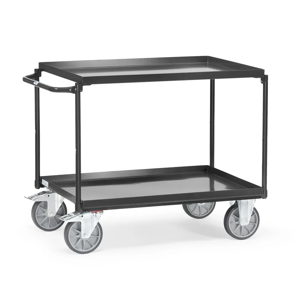 fetra Tischwagen mit 2 Stahlblechwannen, Griff flach, RAL 7016 Produktbild img1 L