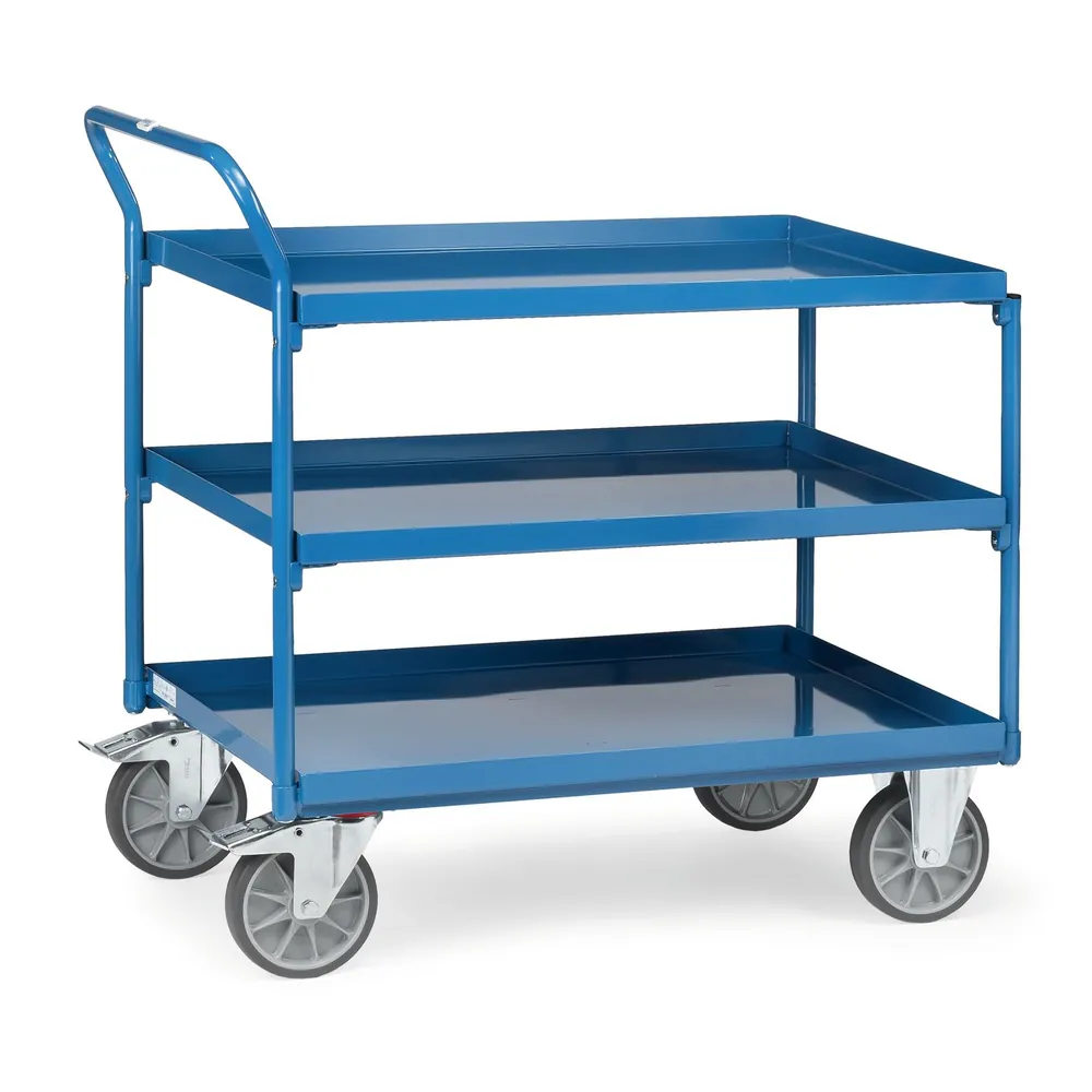 fetra Tischwagen mit 3 Stahlblechwannen, Griff hochstehend Produktbild img1 L
