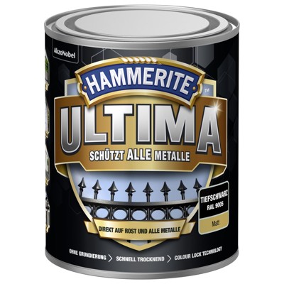 Produktbild von HAMMERITE™ - Metall-Schutzlack Matt Ultima (wb) 750 ml tiefschwarz