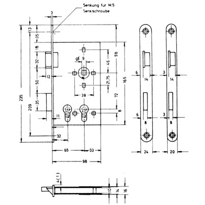 Produktbild von BEVER - Doppelzylinderschloss 1016 P,PZW72/9,D32/65,F24x235rd,ER,DL