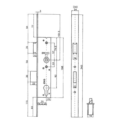 Produktbild von BEVER - Einsteckschloss 1022 R,PZW92/10,D40,F24x340ktg,ER