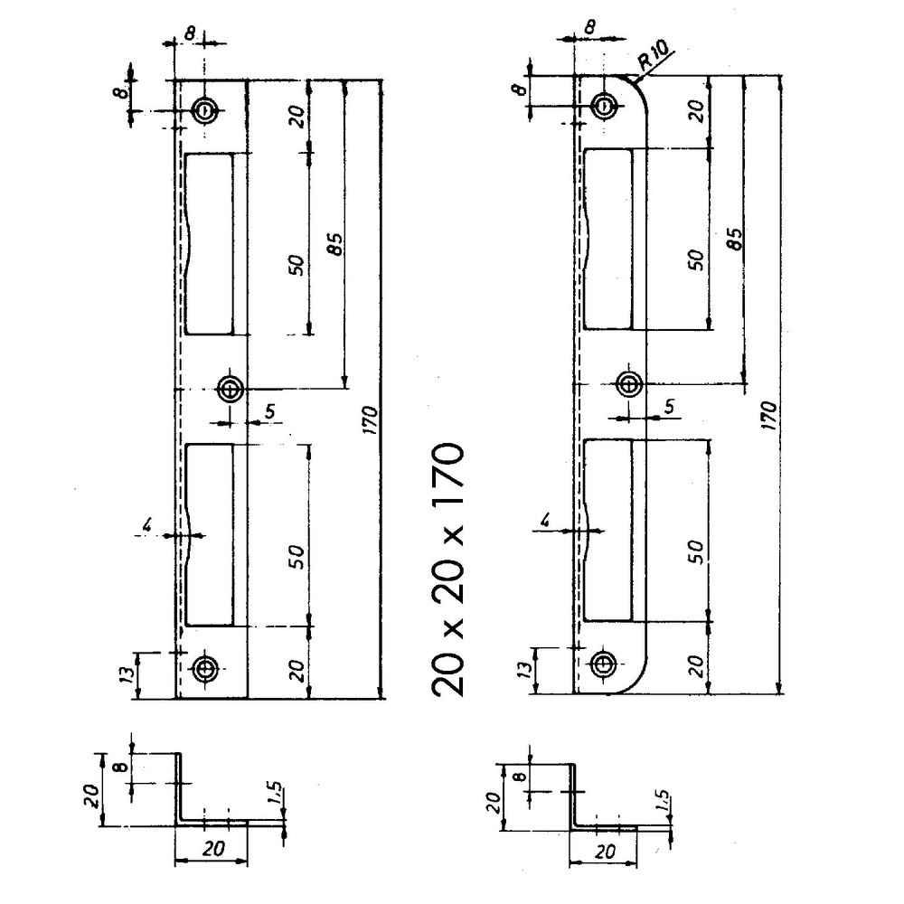 BEVER Winkelschließblech 1 ZT,20x170x20 ktg,verzinkt Produktbild img2 L