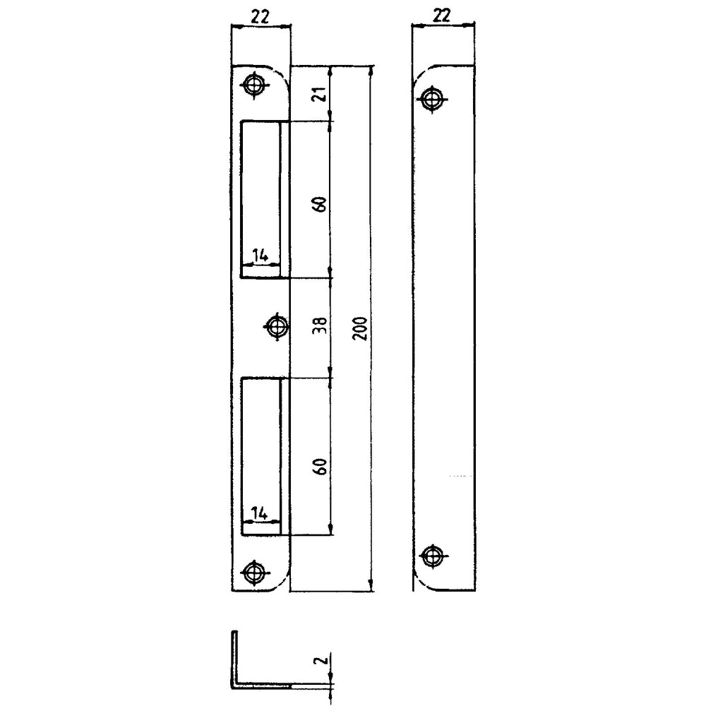 BEVER Winkelschließblech 4 HT,22x200x22 rd,verzinkt Produktbild img1 L