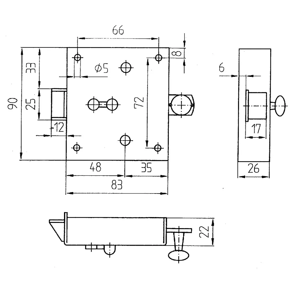 BEVER Kasten-Fallenschloss 932 U,BB ausw./einw,vz Produktbild img2 L