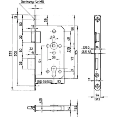 Produktbild von BEVER - PA-Einsteckschloss 1007 P PG,PZ72/9,D65,F24x235rd,ER,PAF-D,DL