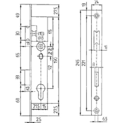 Produktbild von BEVER - Einsteckschloss 1004,PZW92/8,D30,F24x245ktg