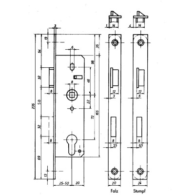 Produktbild von BEVER - Einsteckschloss 274 P,PZW72/8,D40,F20x235ktg,Si,DL