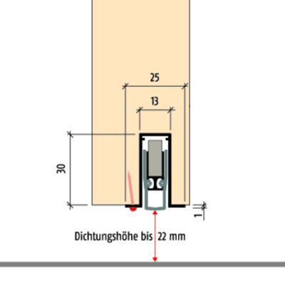 Produktbild von PLANET - Objekttür-Türabsenkdichtung, FT, 1050mm, Aluminium