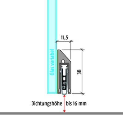 Produktbild von PLANET - Glastür-Absenkdichtung, automatisch, KG-SM-Set schmal,L 834mm, naturfa