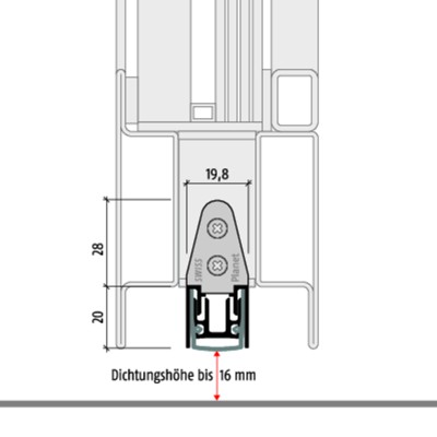 Produktbild von PLANET - Objekttür-Türabsenkdichtung, MF, 1210mm, Aluminium