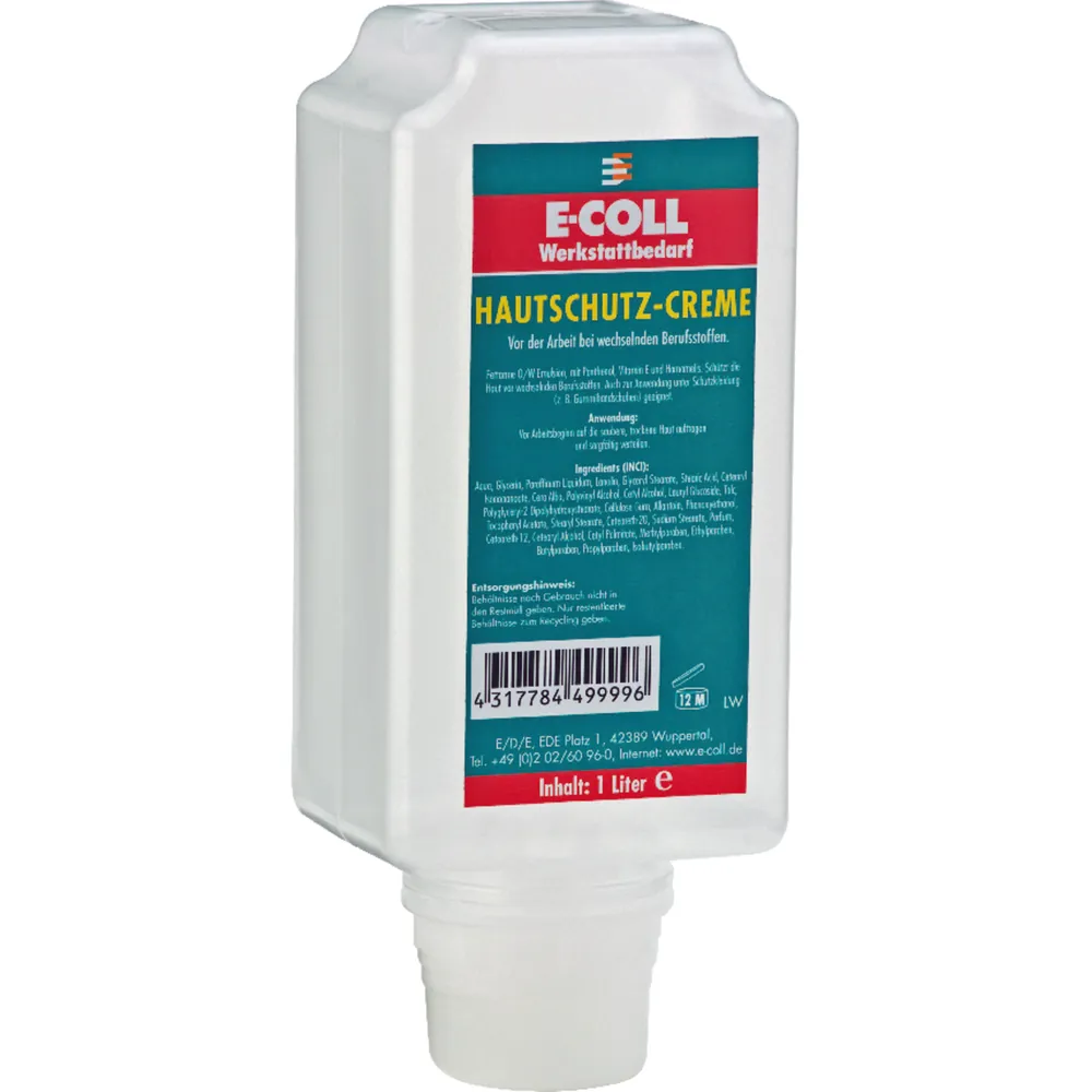 E-COLL Hautschutzcreme nach Arbeit silikonfrei schwach fettend 1L Flasche Produktbild img2 L