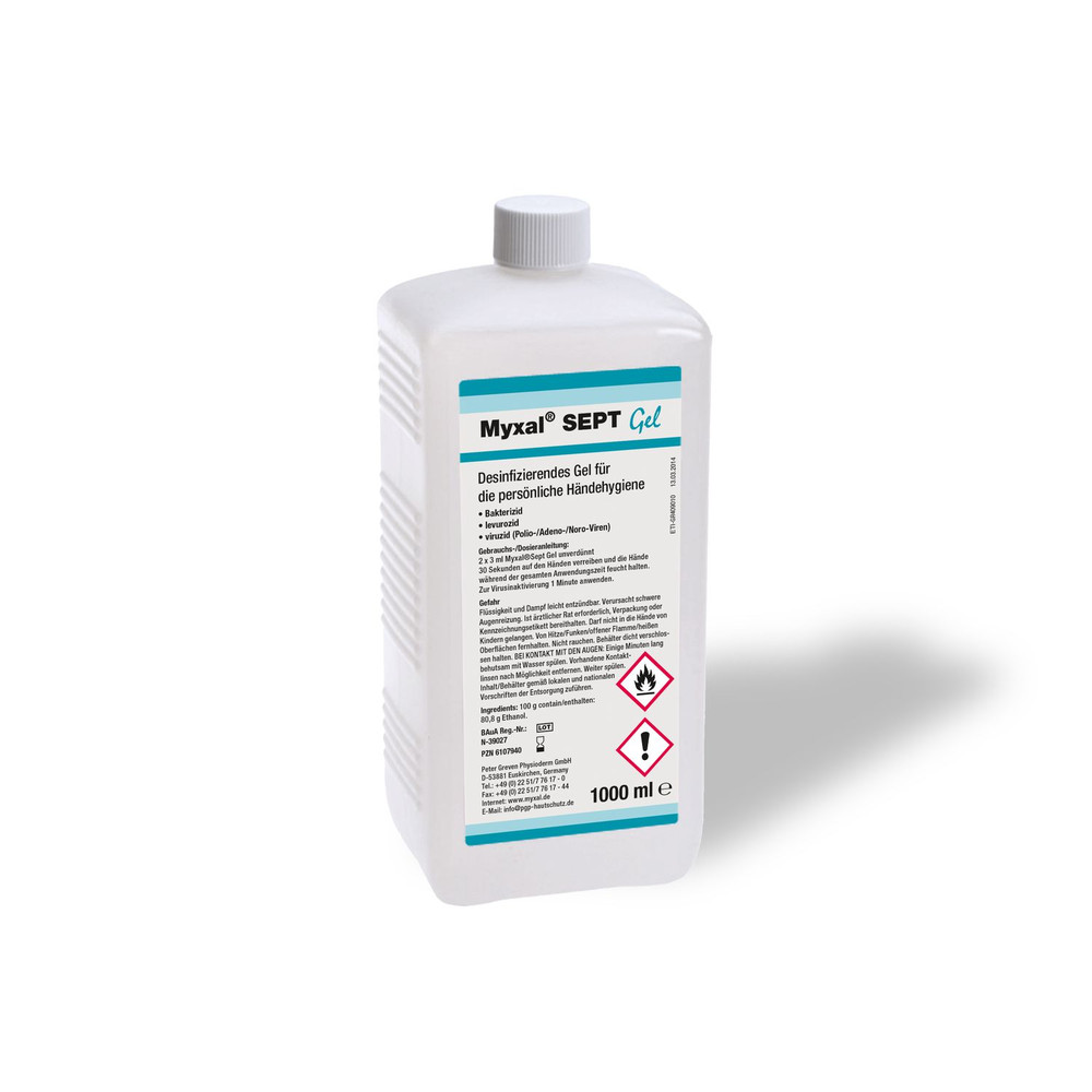 Physioderm MYXAL® SEPT GEL Handdesinfektionsmittel parfümfrei HACCP-konform 1L Nept.-Fl Produktbild img5 L
