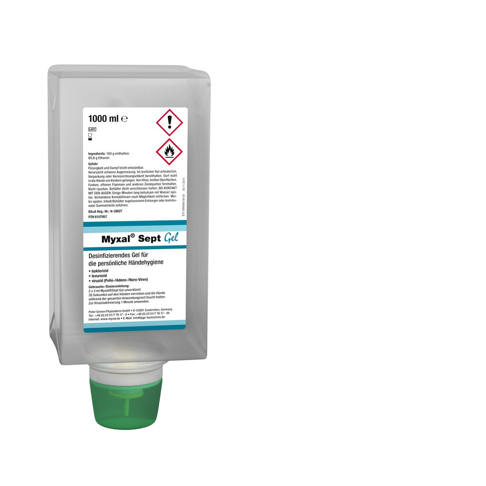 Physioderm MYXAL® SEPT GEL Handdesinfektionsmittel parfümfrei HACCP-konform 1L Nept.-Fl Produktbild img4 L